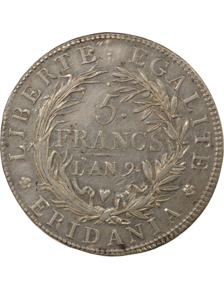 Italie 5 francs Argent An 9 T Turin