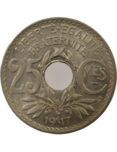 Souligné 25 centimes Nickel 1917 A Paris