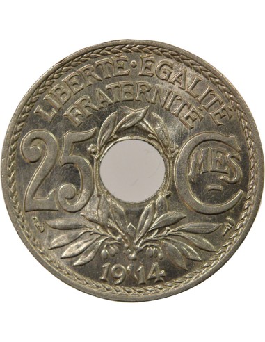 Souligné 25 centimes Nickel 1914 A Paris