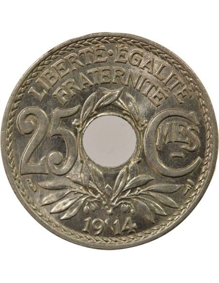 Souligné 25 centimes Nickel 1914 A Paris