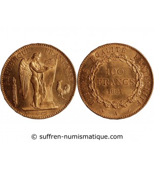 GENIE - 100 FRANCS OR 1881 "Dieu protège la France"﻿
