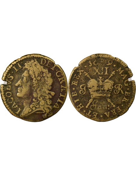 Irlande Roi Jacques II 12 pence Laiton 1689