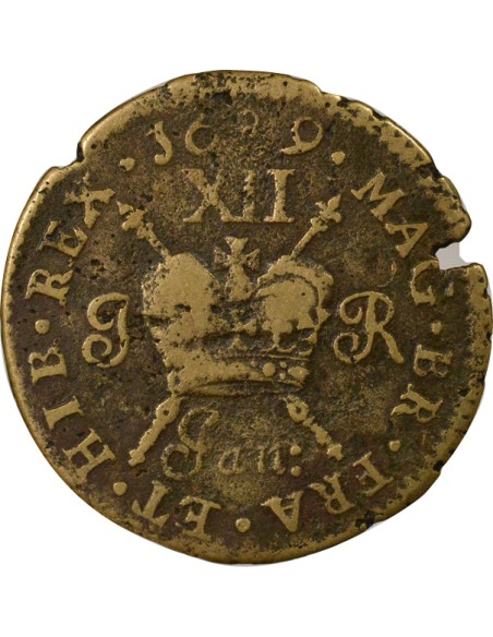 Irlande Roi Jacques II 12 pence Laiton 1689
