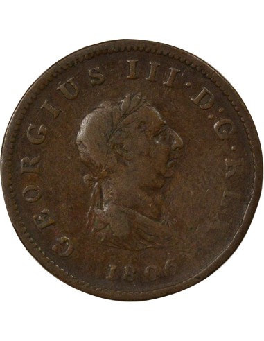 Roi de Grande-Bretagne et d´Irlande 4e Portrait 1/2 penny Cuivre 1806 Birmingham