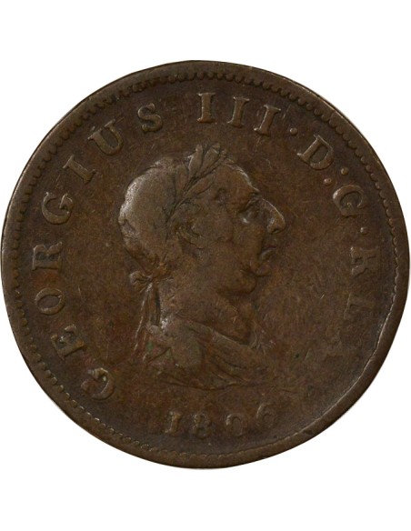 Roi de Grande-Bretagne et d´Irlande 4e Portrait 1/2 penny Cuivre 1806 Birmingham