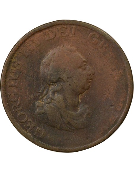 Roi de Grande-Bretagne et d´Irlande 2e Portrait 1/2 penny Cuivre 1799 Birmingham