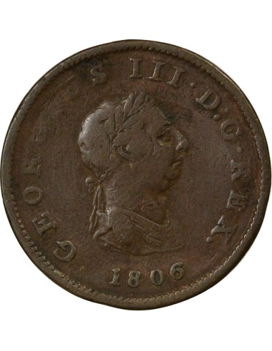 Roi de Grande-Bretagne et d´Irlande 4e Portrait 1/2 penny Cuivre 1806 Birmingham