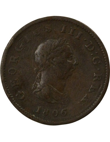 Roi de Grande-Bretagne et d´Irlande 4e Portrait 1/2 penny Cuivre 1806 Birmingham