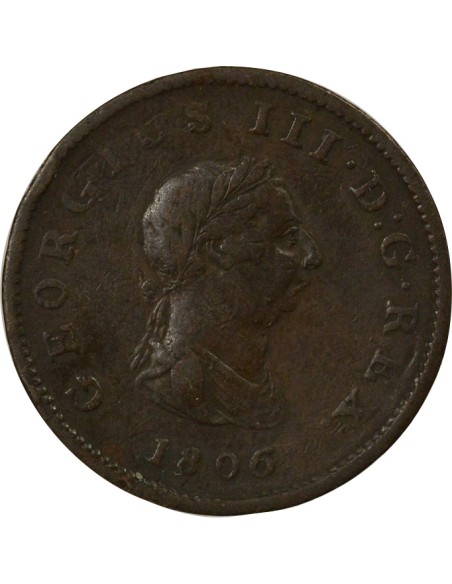 Roi de Grande-Bretagne et d´Irlande 4e Portrait 1/2 penny Cuivre 1806 Birmingham