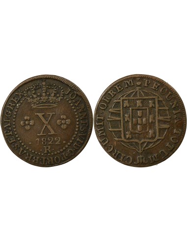 Brésil Jean VI du Portugal 10 reis Cuivre 1822 R Rio de Janeiro