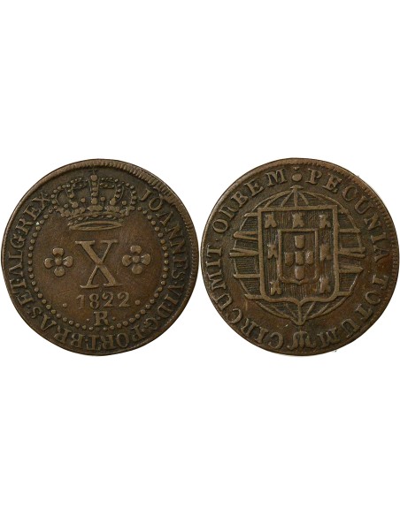 Brésil Jean VI du Portugal 10 reis Cuivre 1822 R Rio de Janeiro