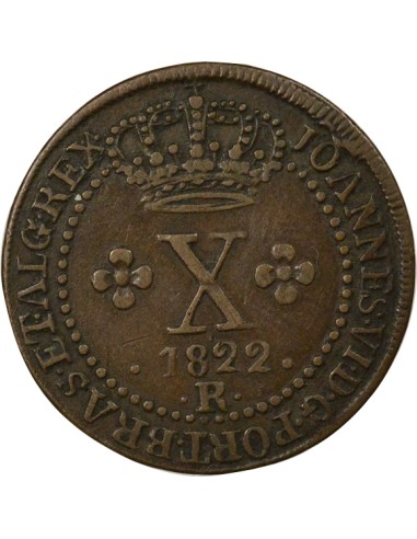 Brésil Jean VI du Portugal 10 reis Cuivre 1822 R Rio de Janeiro