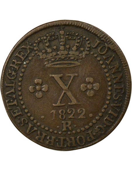 Brésil Jean VI du Portugal 10 reis Cuivre 1822 R Rio de Janeiro