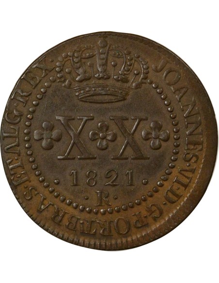 Brésil Jean VI du Portugal 20 reis Cuivre 1821 R Rio de Janeiro