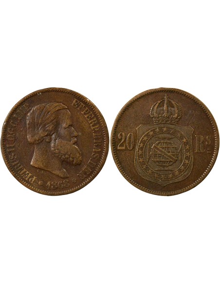 Brésil Pedro II 20 reis Cuivre 1868