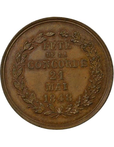 Fête de la Concorde 1 médaille Cuivre 1848