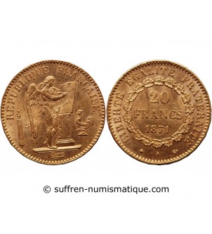 GENIE - 20 FRANCS OR 1871 A PARIS