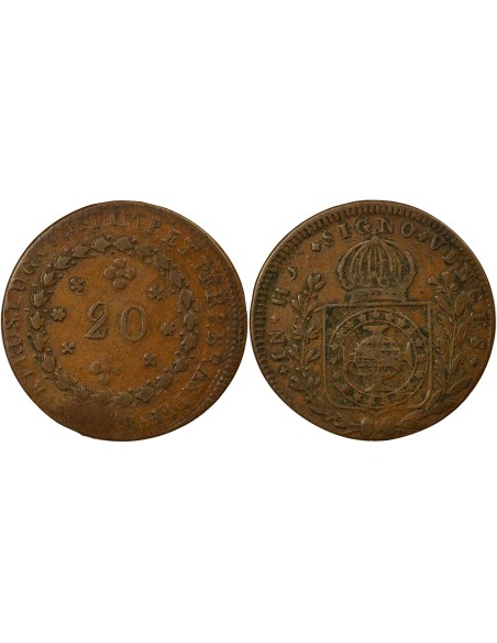 Brésil Pedro I 20 reis Cuivre 1823-1829 R Rio de Janeiro