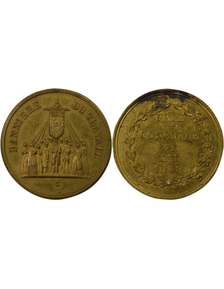 Fête de la Concorde 1 médaille Laiton 1848