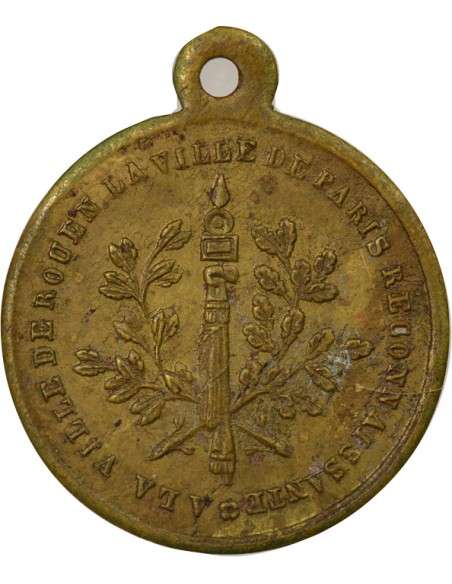 Paris reconnaissante de Rouen 1 médaille Laiton 1848