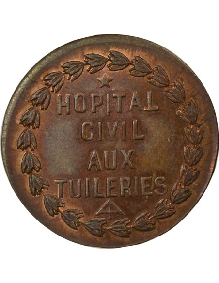 Hôpital Civil aux Tuileries 1 médaille Cuivre 1848