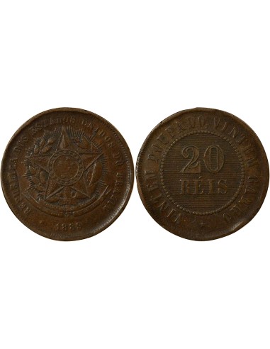Brésil 20 reis Cuivre 1889 R Rio de Janeiro