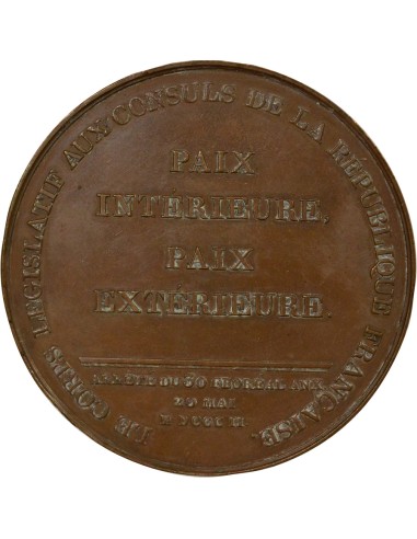 Roi d'Italie Paix d'Amiens 1 jeton Bronze 1802