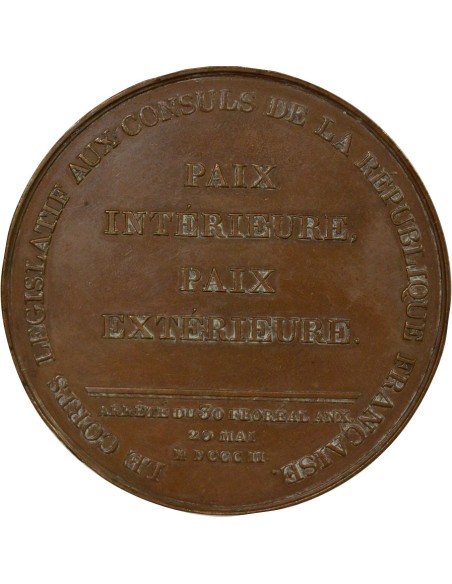 Roi d'Italie Paix d'Amiens 1 jeton Bronze 1802
