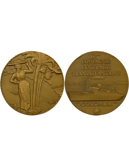 Cie Gén. Transatlantique 1 jeton Bronze 1950 A Paris