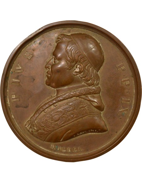 Etat Pontifical Pie IX Retour du Pape à Rome 1 jeton Bronze 1850