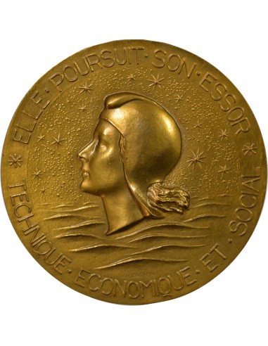 Compagnie Générale Transatlantique 1 jeton Bronze Doré 1972 A Paris