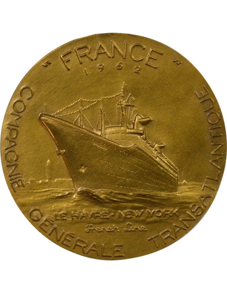 Compagnie Générale Transatlantique 1 jeton Bronze Doré 1972 A Paris