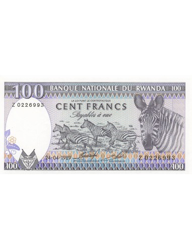 Rwanda 100 francs 1989