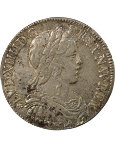 Louis XIV A la Mèche Longue 1/2 ecu Argent 1656 9 Rennes 2