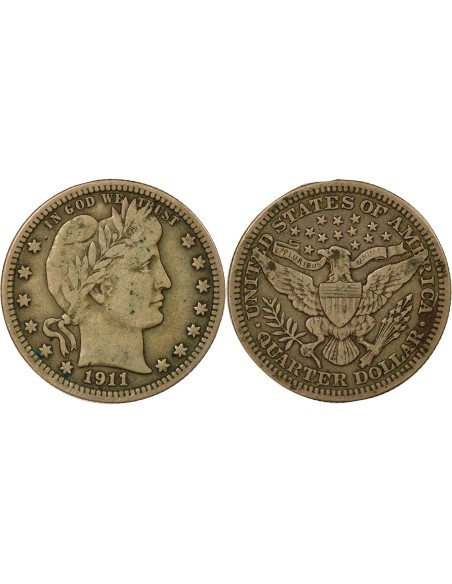 Etats Unis d'Amérique 1/4 Dollar Argent 1911 Philadelphie