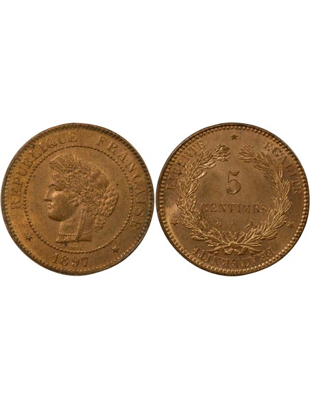 Cérès 5 centimes Bronze 1897 A - Paris