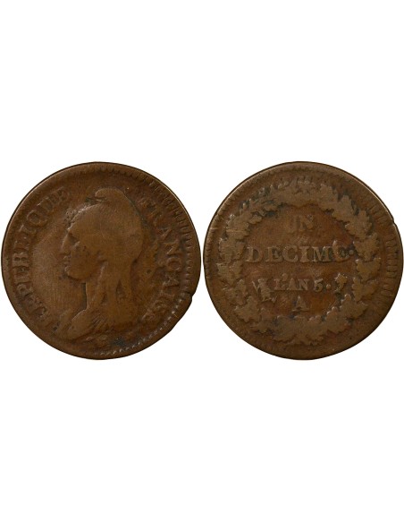 Dupré 1 décime Cuivre AN 5 A - Paris