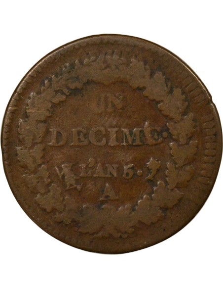 Dupré 1 décime Cuivre AN 5 A - Paris