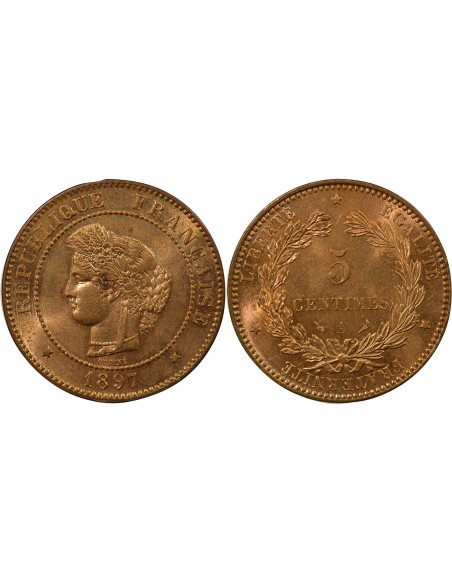 Cérès 5 centimes Bronze 1897 A - Paris