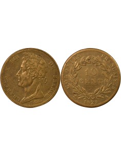 Colonies Françaises Charles X 10 centimes Bronze 1825 A - Paris