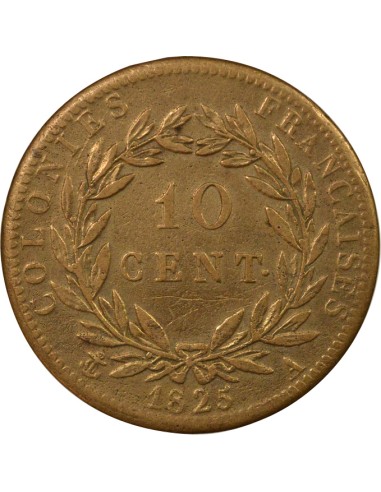 Colonies Françaises Charles X 10 centimes Bronze 1825 A - Paris