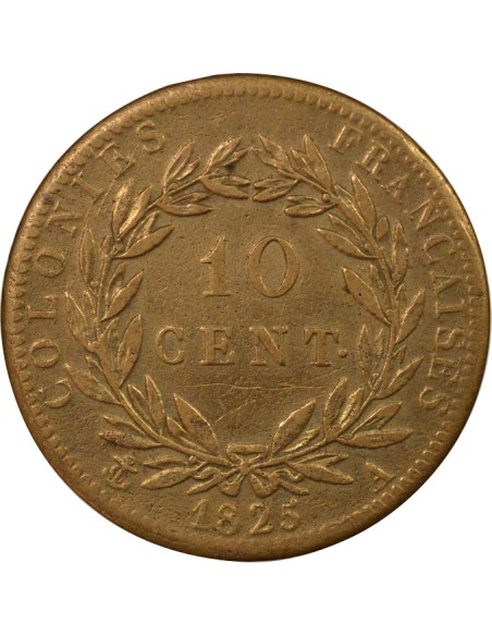 Colonies Françaises Charles X 10 centimes Bronze 1825 A - Paris