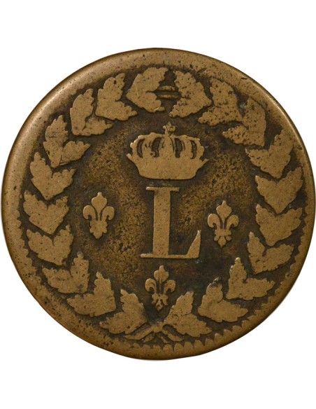 Louis XVIII Siège de Strasbourg 1 décime Bronze 1815 BB Strasbourg