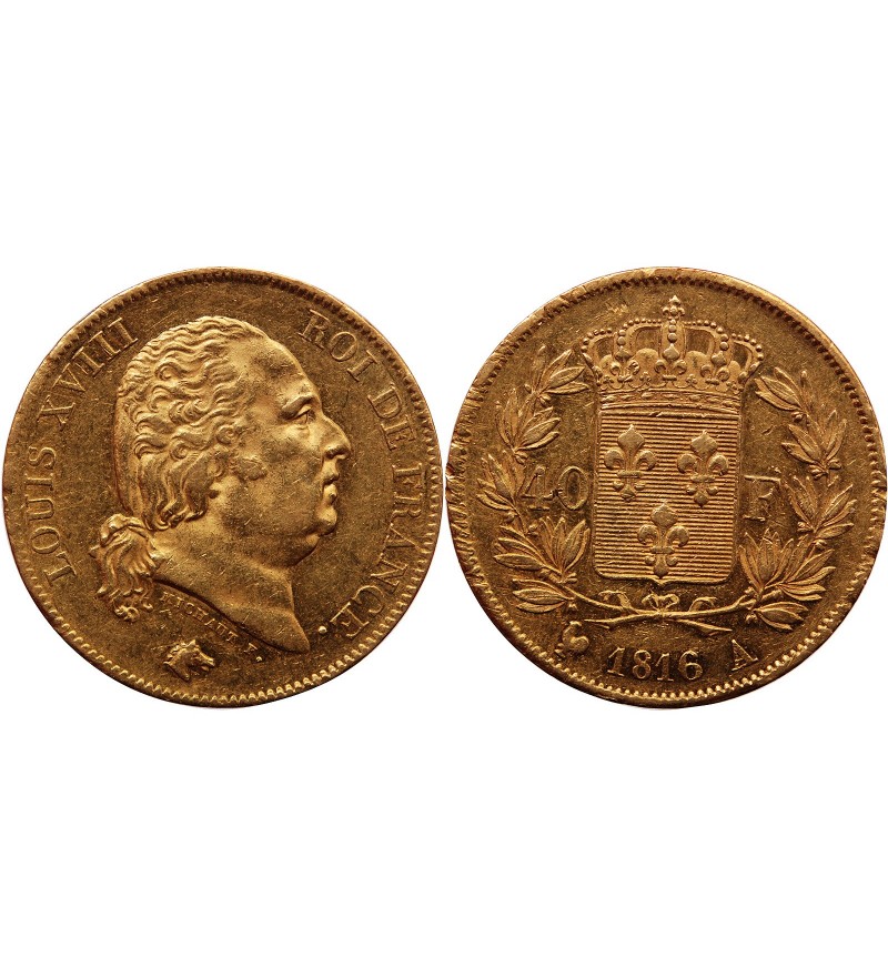 LOUIS XVIII﻿ - 40 FRANCS OR 1816 A PARIS﻿