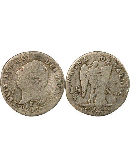 Louis XVI Au Génie 15 sols Argent 1791 I Limoges