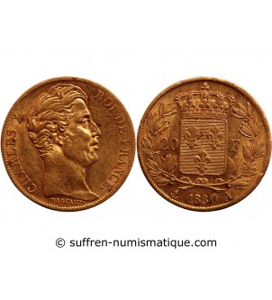 CHARLES X - 20 FRANCS OR 1830 A PARIS "4,5 Feuilles"﻿