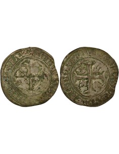 Louis XI A la Couronne 1 blanc Billon 1461-1483 B Rouen