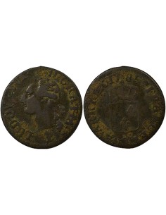 Louis XVI A l'Ecu 1 liard Cuivre 1785 T Nantes