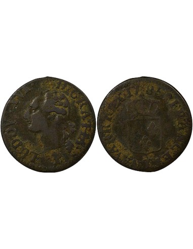 Louis XVI A l'Ecu 1 liard Cuivre 1785 T Nantes