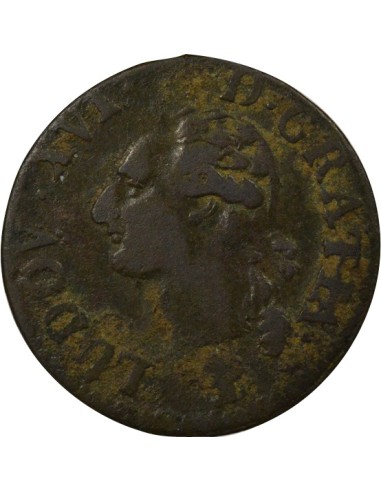 Louis XVI A l'Ecu 1 liard Cuivre 1785 T Nantes